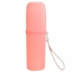 Cylindrical toothbrush holder for travel, pink color